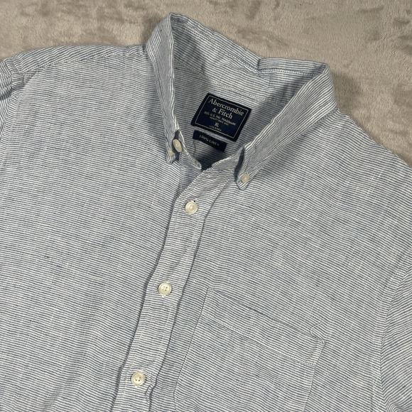 Abercrombie & Fitch Other - Abercrombie & Fitch Shirt Mens XL Blue Summer Linen Blend Camp Short‎ Sleeve